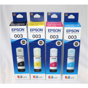 Epson 003 Ink 65ml 4 Colors for (L1110, L3100, L3101, L3110, L3115, L3116, L3150, L3151, L3152, L3156, L5190) (Set of 4)